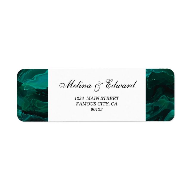Elegant Green Marble Address Label (Front)