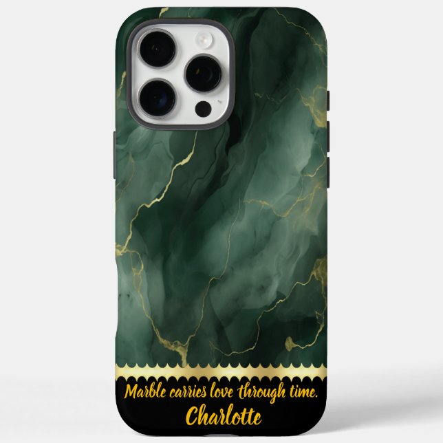 Elegant green marble design with golden accents Case-Mate iPhone case (Back)