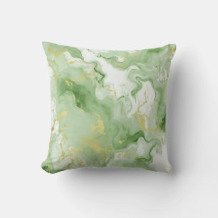 Elegant Green Marble Faux Gold Glitter Effect 0 Throw Pillow