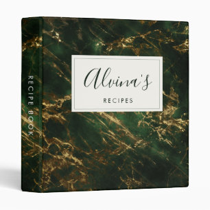 Elegant green marble Recipe cookbook Binder