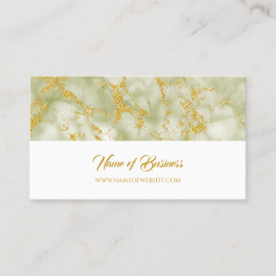 Elegant Green Marble With Faux Gold Glitter Business Card