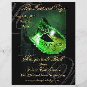 Elegant Green Masquerade Ball Party Event Flyer