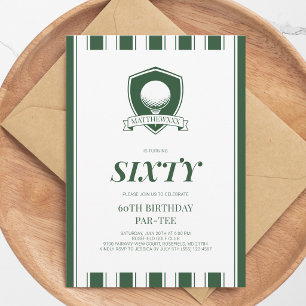 Elegant Green Men Golf Par-Tee 60th Birthday Party Invitation
