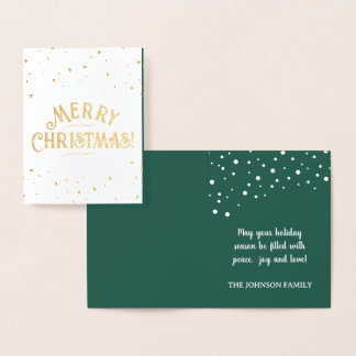 Elegant Green Merry Christmas Gold/Silver Holiday Foil Card