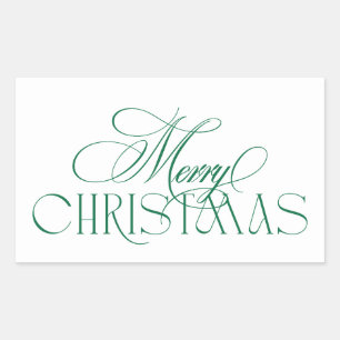 Elegant Green MERRY Christmas Wrapping Sticker