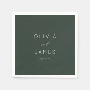 Elegant Green Minimalist Calligraphy Napkin