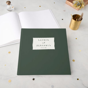 Elegant Green Minimalist Label Guest Book