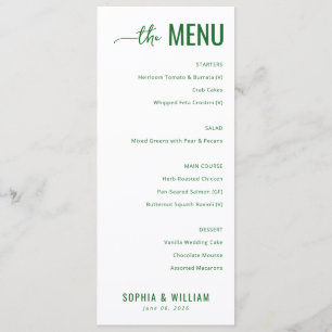 Elegant Green Minimalist Menu