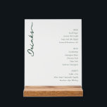 Elegant Green Minimalist Menu Sign<br><div class="desc">This elegant wedding menu features a minimalist design with a clean white background, creating an open and sophisticated feel. The word "Drinks" is written in flowing cursive script in dark green, adding a touch of elegance to the layout. Organized into three sections—Beer, Wine, and Spirits—the menu uses simple sans-serif fonts...</div>