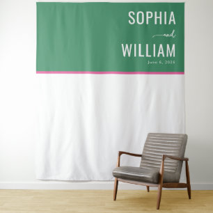 Elegant Green Minimalist Names Tapestry