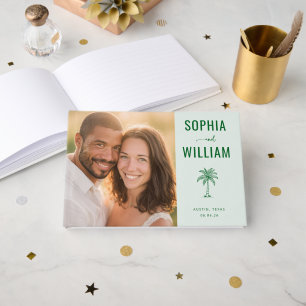 Elegant Green Minimalist Photo Guest Book