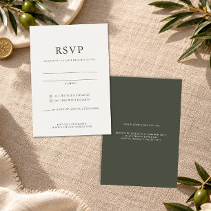 Elegant Green Modern Destination Wedding RSVP Card