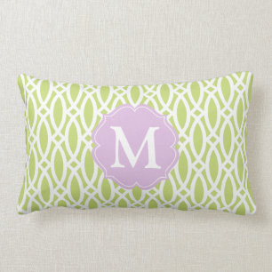 Elegant Green Modern Trellis Personalized Lumbar Pillow