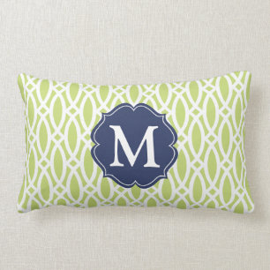 Elegant Green Modern Trellis Personalized Lumbar Pillow