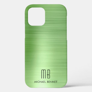 Elegant Green Monogram  iPhone 12 Case