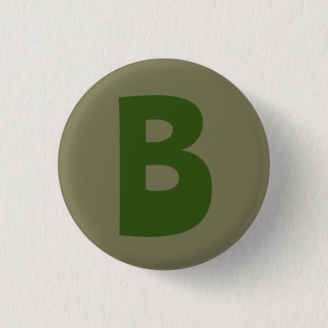 Elegant Green Monogram Initial Letter 1 Inch Round Button (Front)