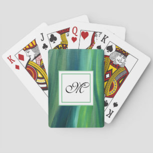 Elegant Green Monogram lassic Playing Cards