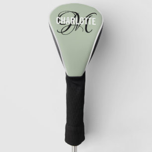Elegant green Monogram Name Golf Head Cover