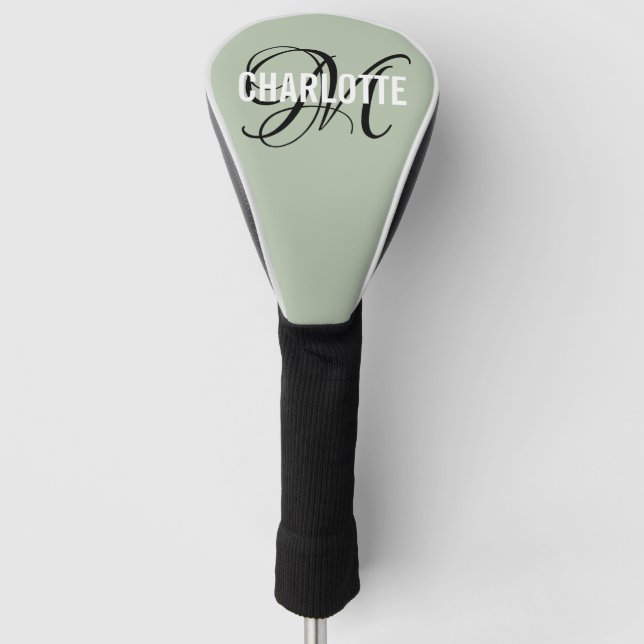 Elegant green Monogram Name Golf Head Cover (Front)