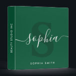 Elegant Green Monogram Script Name Initials  Binder<br><div class="desc">Elegant Green Monogram Script Name Initials</div>