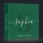 Elegant Green Monogram Script Name Initials  Binder<br><div class="desc">Elegant Green Monogram Script Name Initials</div>