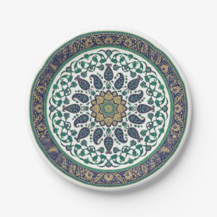 Elegant Green Moroccan Mandala Paper Plate - Islam