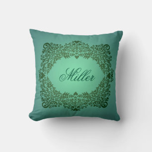 Elegant Green Name Throw Pillow