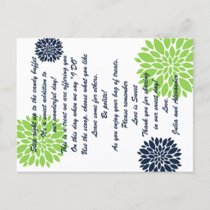 Elegant Green Navy Floral Burst Candy Buffet Cards