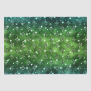 Elegant Green Ombre Glitter Celestial Pattern Tissue Paper