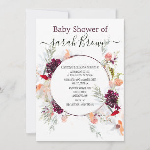 ELEGANT GREEN, ORANGE, RED & WINE BABY SHOWER INVITATION