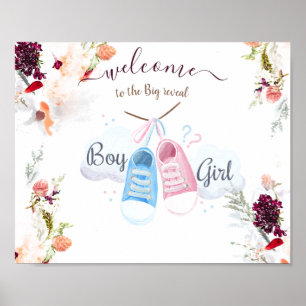 ELEGANT GREEN, ORANGE, RED & WINE GENDER REVEAL POSTER