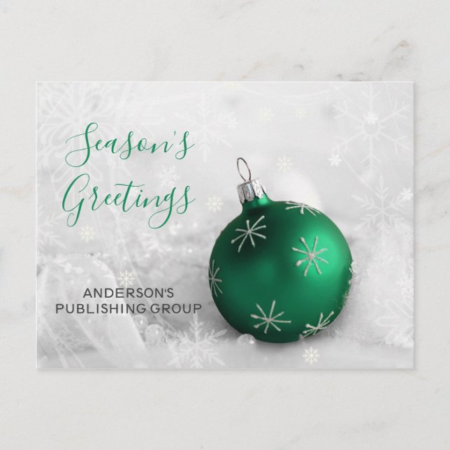 Elegant Green Ornament Festive Company Holiday (Front)
