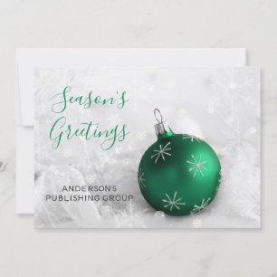 Elegant Green Ornament Festive Company Holiday Card