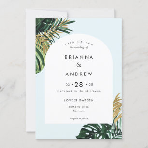 Elegant, Green Palm, Arch Invitation