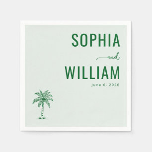 Elegant Green Palm Tree Napkin