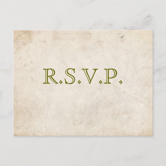 Elegant Green Parchment RSVP Card (Front)