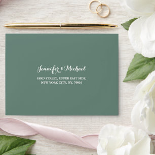 Elegant Green Party Wedding RSVP Return Address Envelope