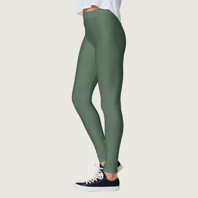 Elegant Green Pattern Workout Leggings (Left)