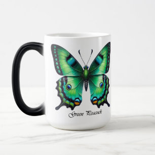Elegant Green Peacock Butterfly Wrap  Magic Mug