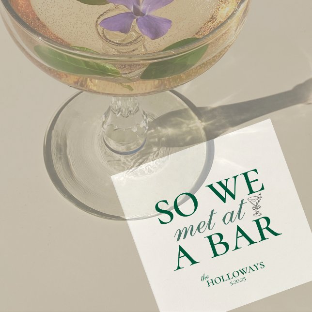 Elegant Green Personalized Cocktail Hour Wedding Napkin (These Elegant Sage Green Wedding Cocktail Napkins bring a refined touch to your reception!)