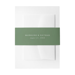Elegant Green Personalized Wedding Invitation Belly Band