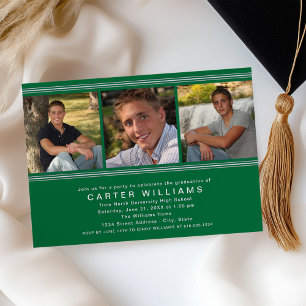 Elegant Green Photo Graduation Party Invitation