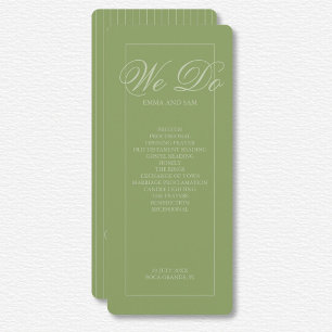 Elegant Green Pinstripe Wedding Program