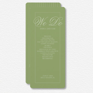 Elegant Green Pinstripe Wedding Program