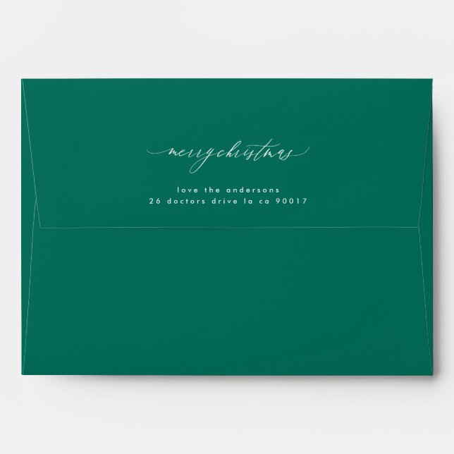 Elegant Green Plaid Christmas Return Address Envelope (Back (Top Flap))