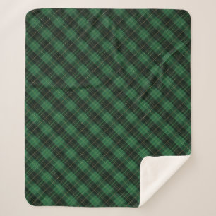 Elegant Green Plaid Christmas Sherpa Blanket