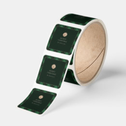 Elegant Green Plaid Merry Christmas Square Sticker