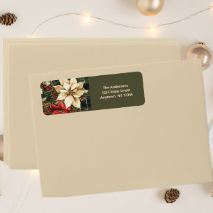 Elegant Green Plaid Red Poinsettias Christmas