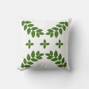 Elegant Green Plant Leaves on White Throw Pillow
