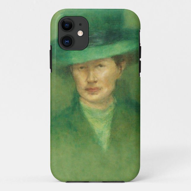 Élégant Green Portrait Art Coque mobile (Dos)